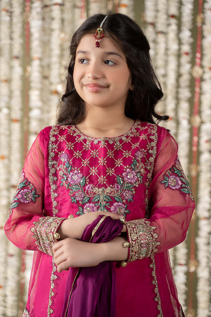 Maria B | 3 Piece Embroidered Organza Suit | MKS-EF25-16 by Maria Faisal - Registered Vendor of : Maria B - type : Kids Clothes - 100% original wedding dresses