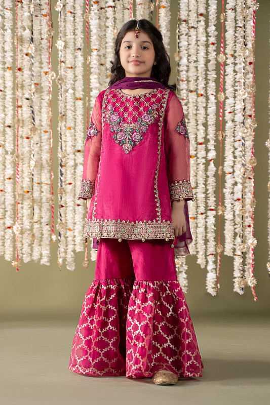 Maria B | 3 Piece Embroidered Organza Suit | MKS-EF25-16 by Maria Faisal - Registered Vendor of : Maria B - type : Kids Clothes - 100% original wedding dresses