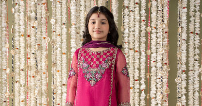 Maria B | 3 Piece Embroidered Organza Suit | MKS-EF25-16 by Maria Faisal - Registered Vendor of : Maria B - type : Kids Clothes - 100% original wedding dresses