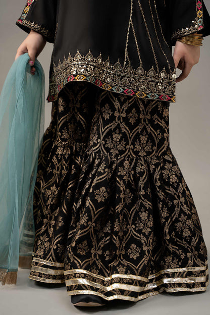 3 Piece Embroidered Raw Silk Suit - Kids Clothes - available at Maria Faisal in UK and USA