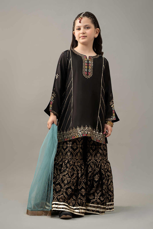 3 Piece Embroidered Raw Silk Suit - Kids Clothes - available at Maria Faisal in UK and USA