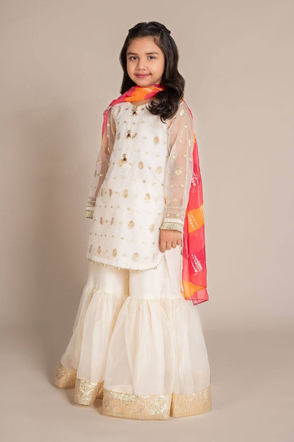 Maria B | 3 Piece Embroidered Organza Lurex Suit | MKS-EF25-20 by Maria Faisal - Registered Vendor of : Maria B - type : Kids Clothes - 100% original wedding dresses