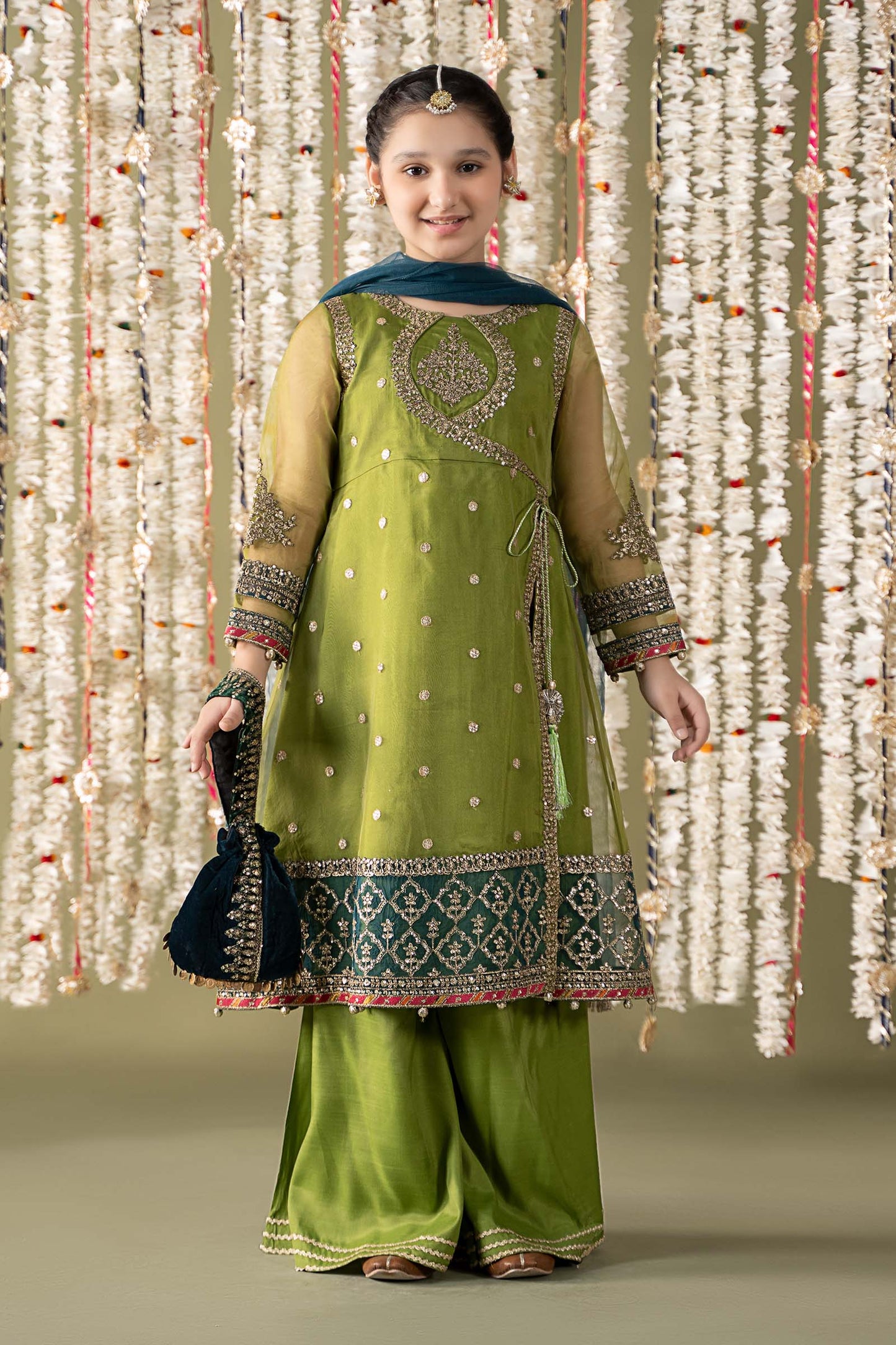 Maria B | 3 Piece Embroidered Organza Suit | MKS-EF25-21 by Maria Faisal - Registered Vendor of : Maria B - type : Kids Clothes - 100% original wedding dresses