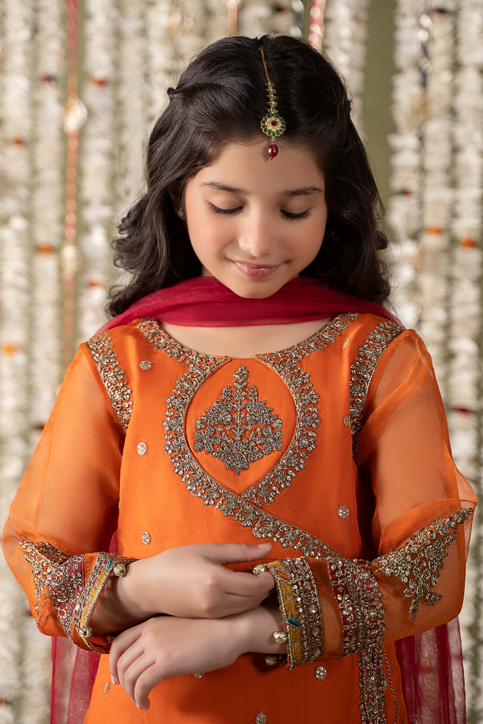 Maria B | 3 Piece Embroidered Organza Suit | MKS-EF25-21 by Maria Faisal - Registered Vendor of : Maria B - type : Kids Clothes - 100% original wedding dresses