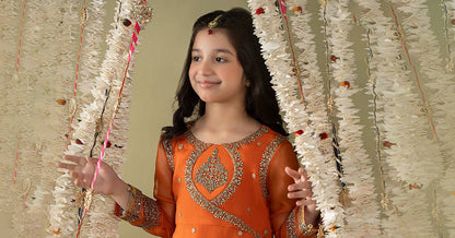 Maria B | 3 Piece Embroidered Organza Suit | MKS-EF25-21 by Maria Faisal - Registered Vendor of : Maria B - type : Kids Clothes - 100% original wedding dresses