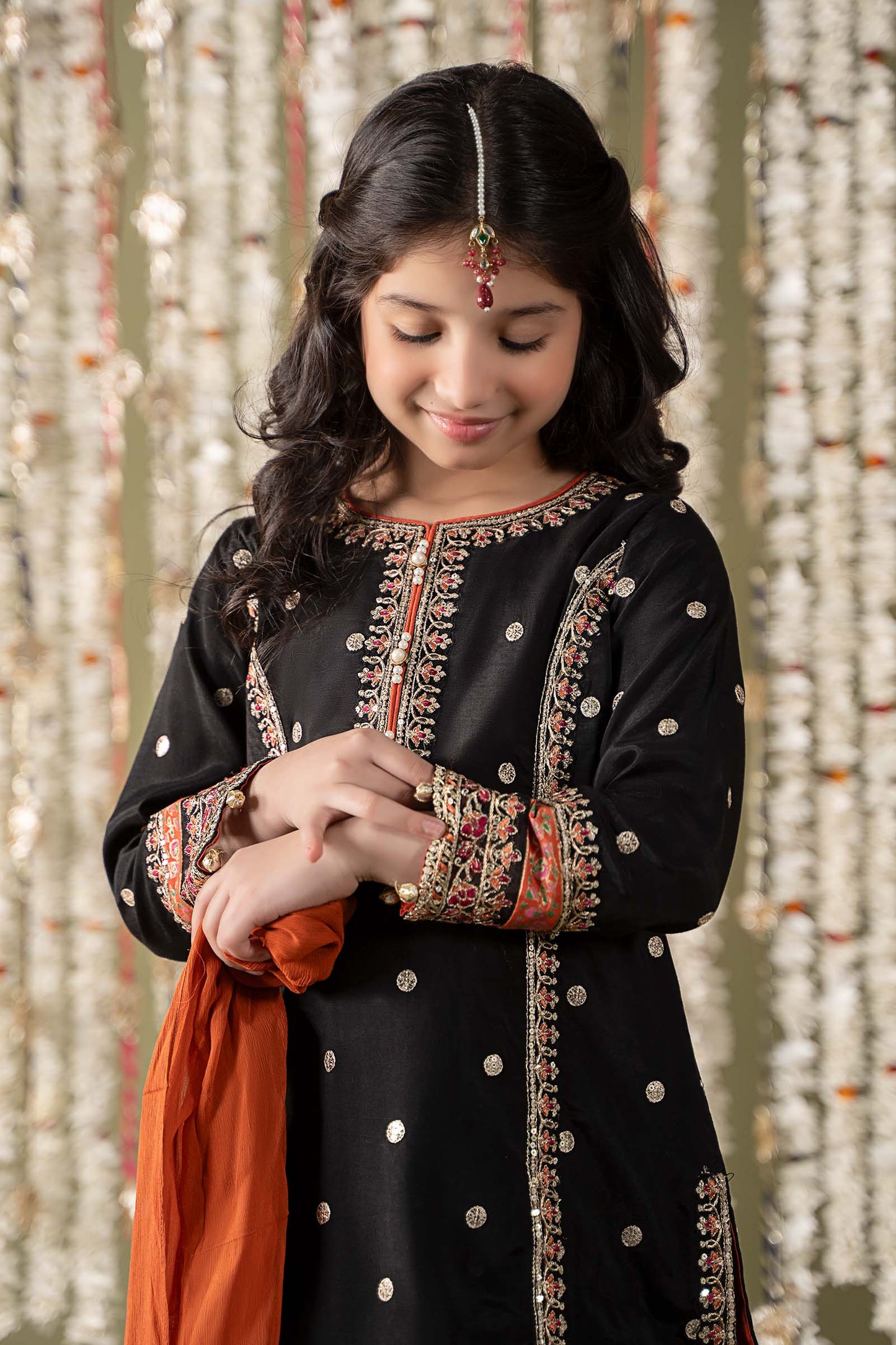 3 Piece Embroidered Raw Silk Suit - Kids Clothes - available at Maria Faisal in UK and USA