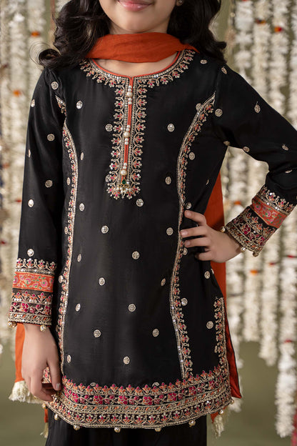 3 Piece Embroidered Raw Silk Suit - Kids Clothes - available at Maria Faisal in UK and USA