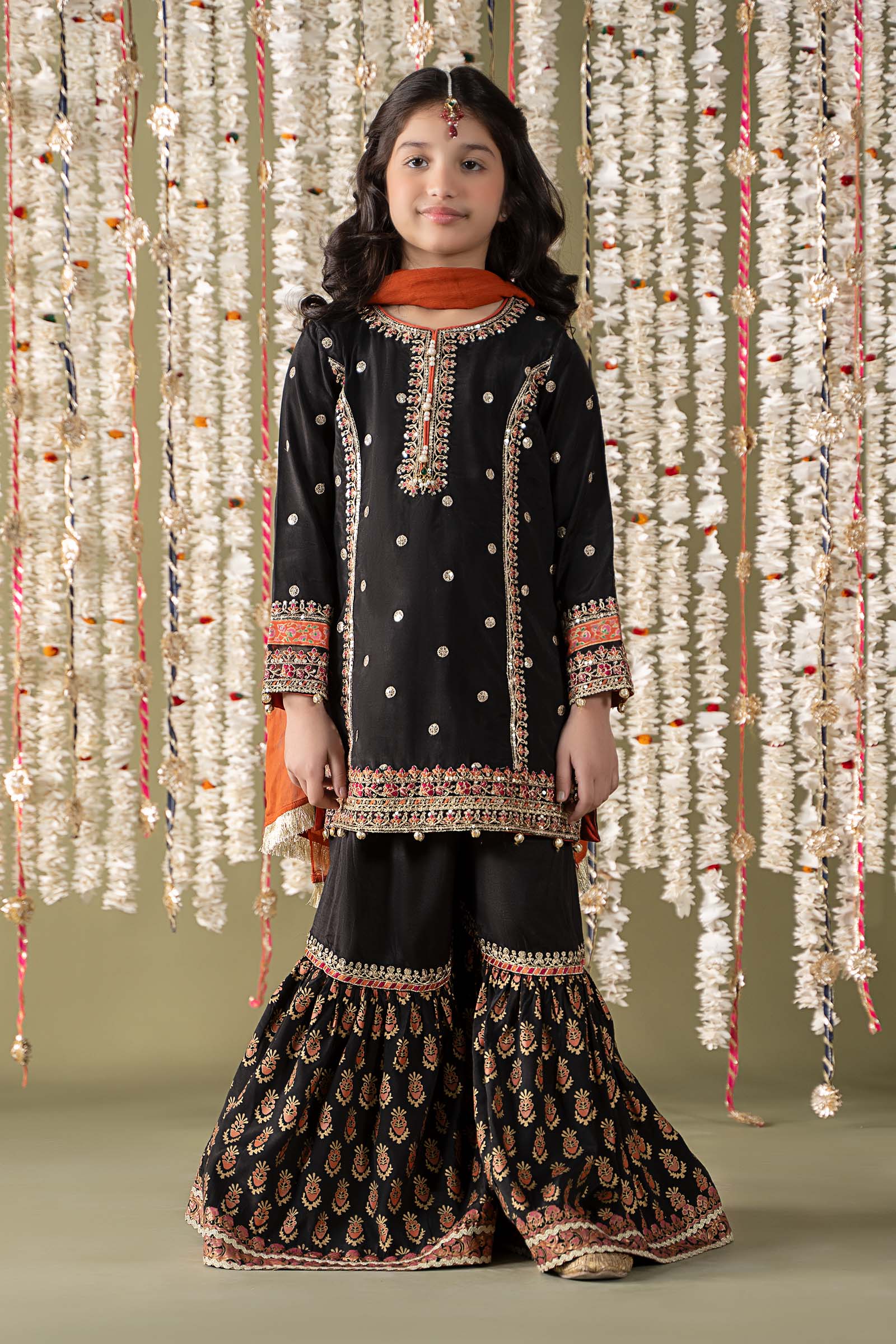 Maria B | 3 Piece Embroidered Raw Silk Suit | MKS-EF25-25 by Maria Faisal - Registered Vendor of : Maria B - type : Kids Clothes - 100% original wedding dresses