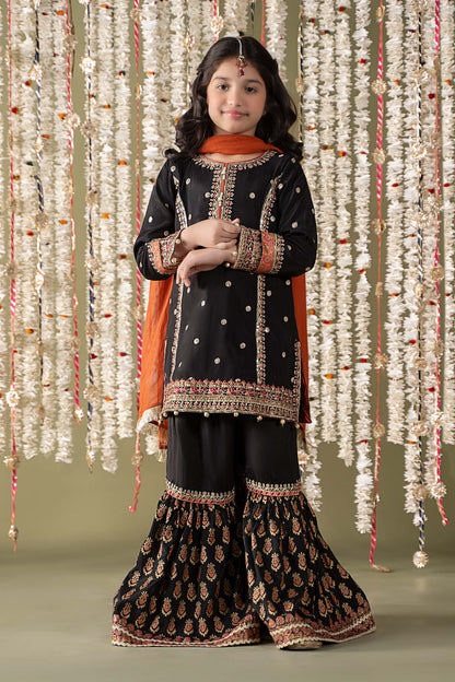 3 Piece Embroidered Raw Silk Suit - Kids Clothes - available at Maria Faisal in UK and USA