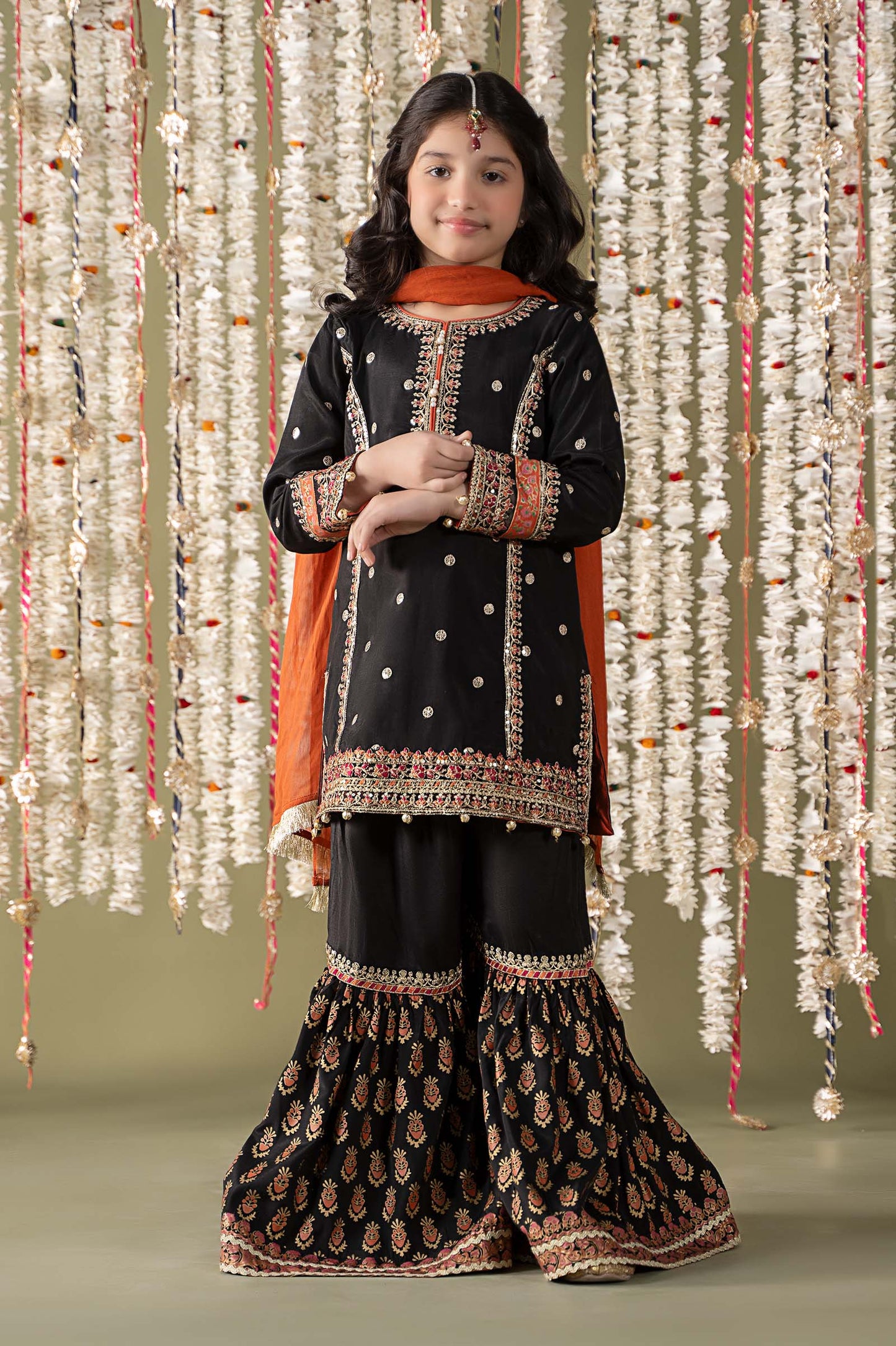 Maria B | 3 Piece Embroidered Raw Silk Suit | MKS-EF25-25 by Maria Faisal - Registered Vendor of : Maria B - type : Kids Clothes - 100% original wedding dresses