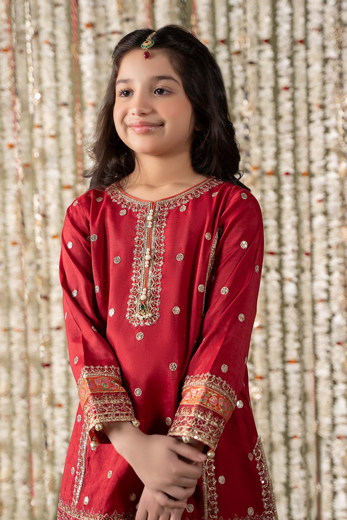 3 Piece Embroidered Raw Silk Suit - Kids Clothes - available at Maria Faisal in UK and USA