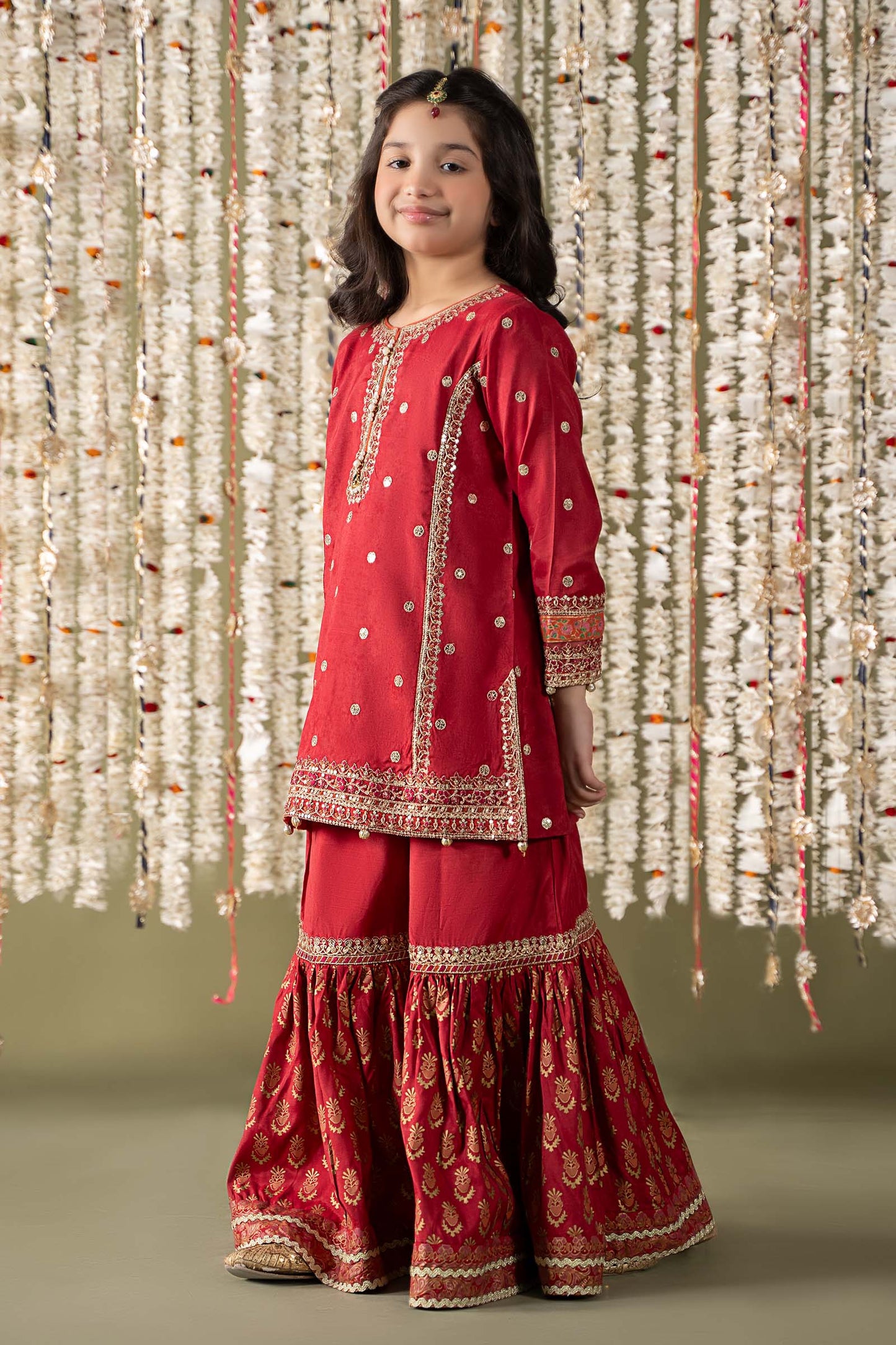 3 Piece Embroidered Raw Silk Suit - Kids Clothes - available at Maria Faisal in UK and USA