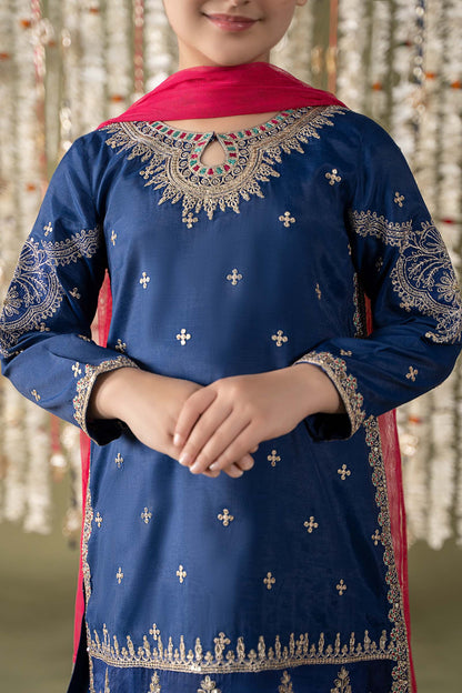 3 Piece Embroidered Raw Silk Suit - Kids Clothes - available at Maria Faisal in UK and USA