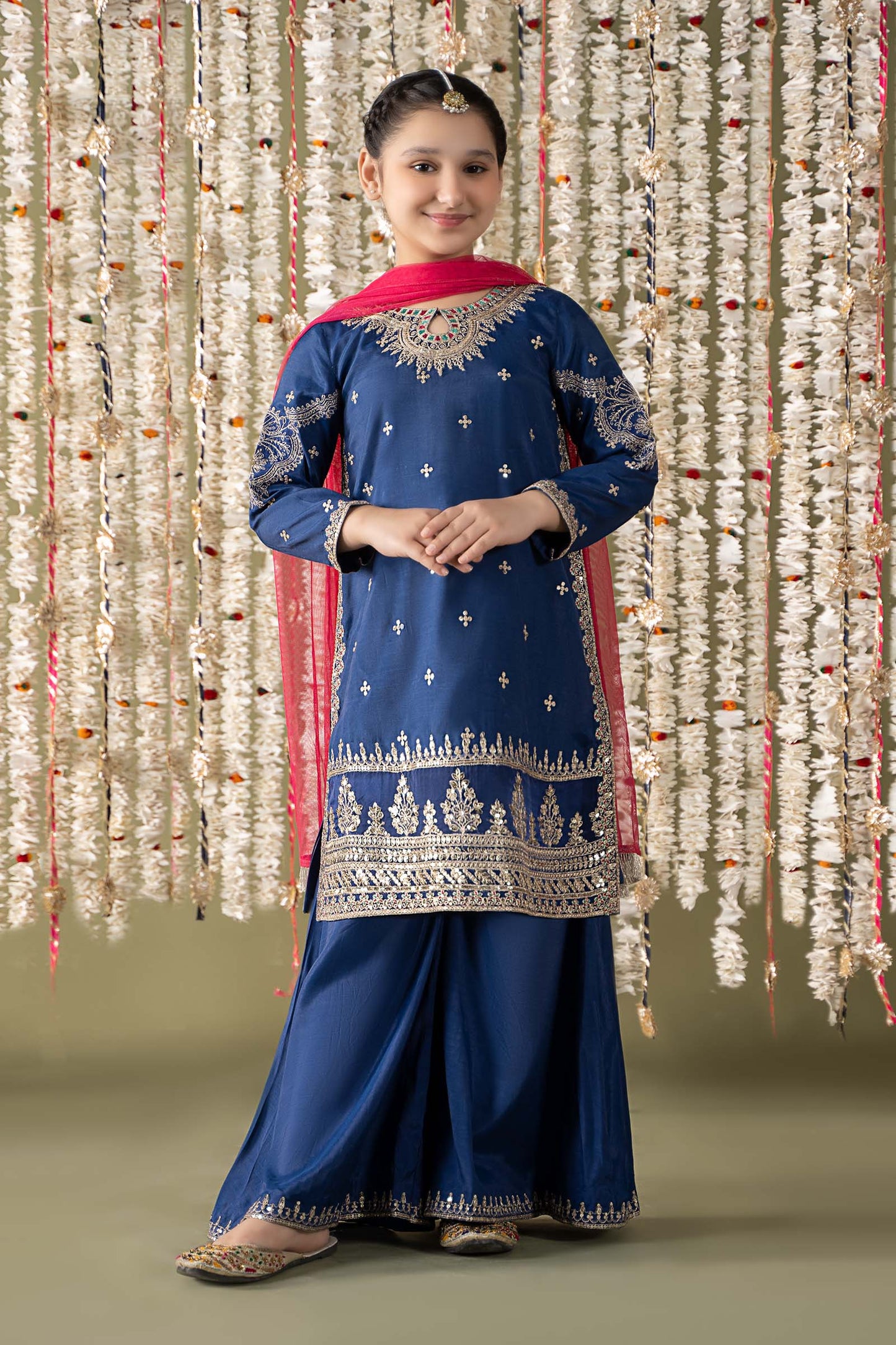 3 Piece Embroidered Raw Silk Suit - Kids Clothes - available at Maria Faisal in UK and USA