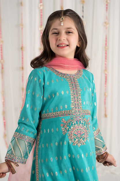 3 Piece Embroidered Raw Silk Suit - Kids Clothes - available at Maria Faisal in UK and USA