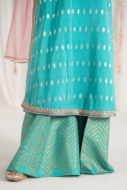 Maria B | 3 Piece Embroidered Raw Silk Suit | MKS-EF25-30 by Maria Faisal - Registered Vendor of : Maria B - type : Kids Clothes - 100% original wedding dresses