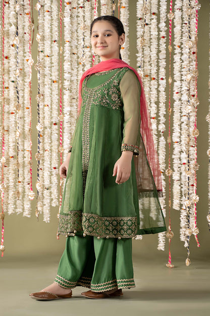 3 Piece Embroidered Organza Suit - Kids Clothes - available at Maria Faisal in UK and USA