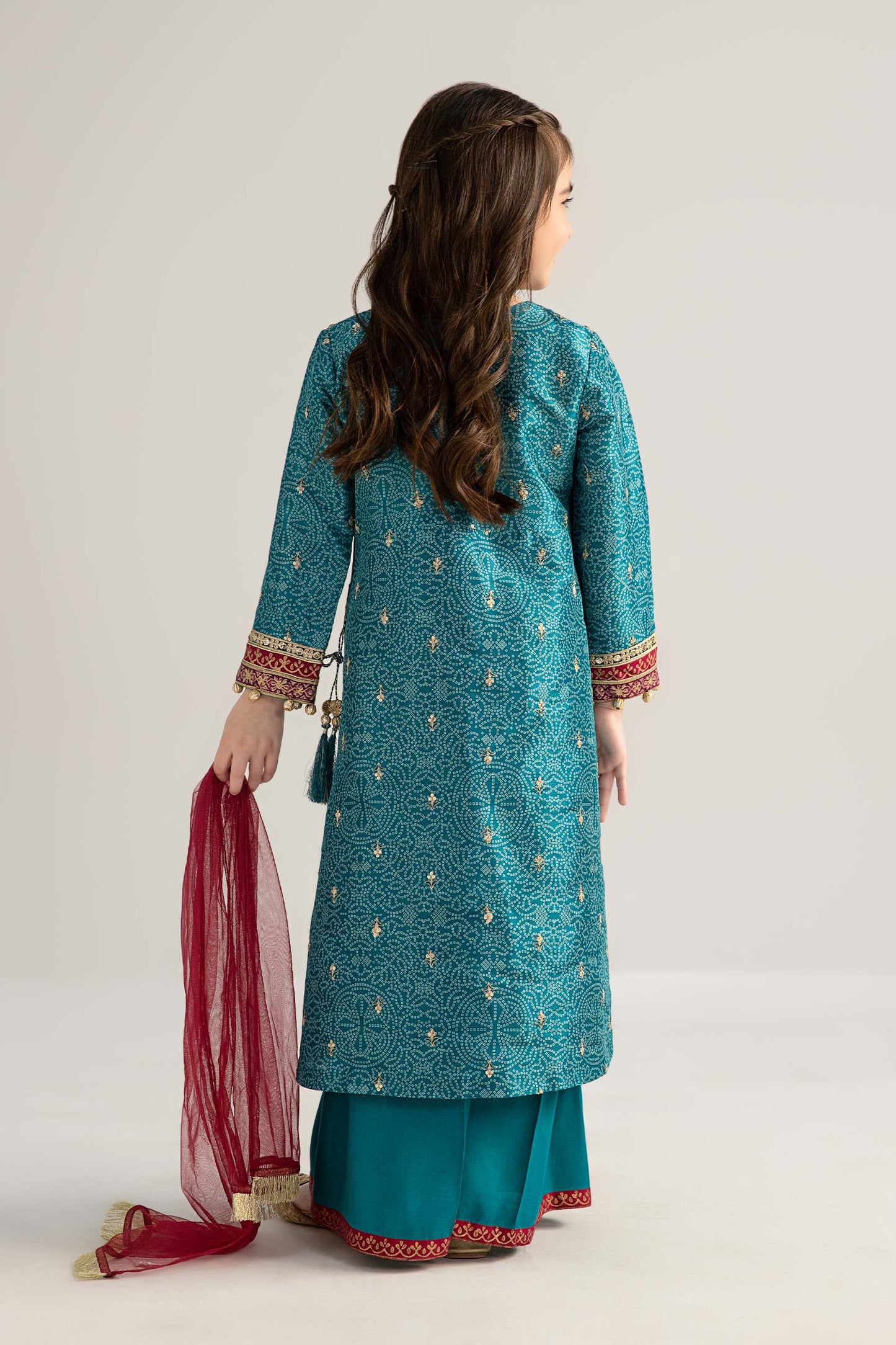 3 Piece Embroidered Raw Silk Suit - Kids Clothes - available at Maria Faisal in UK and USA