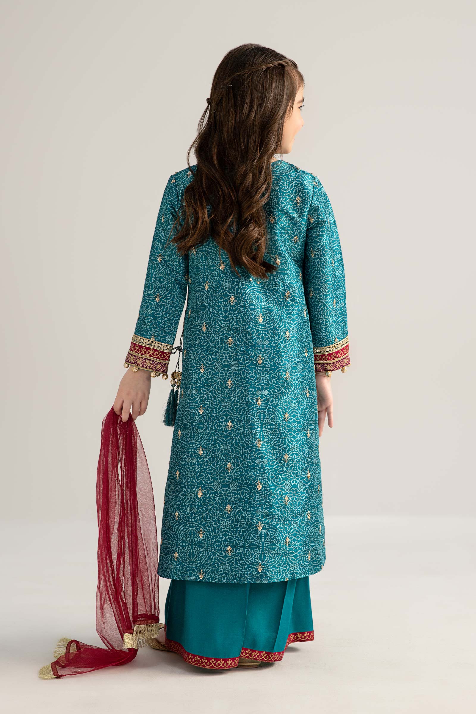 3 Piece Embroidered Raw Silk Suit - Kids Clothes - available at Maria Faisal in UK and USA