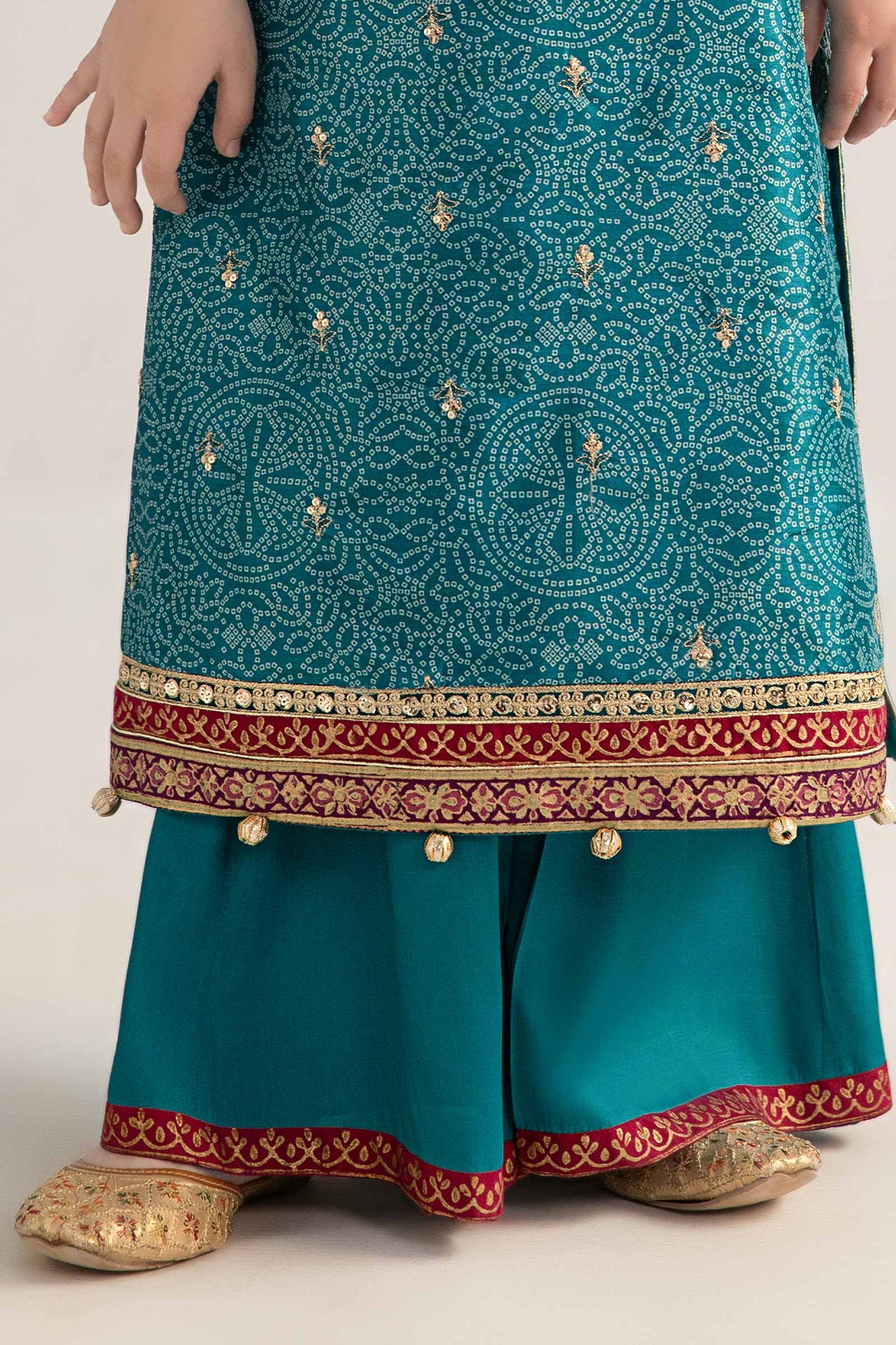 3 Piece Embroidered Raw Silk Suit - Kids Clothes - available at Maria Faisal in UK and USA