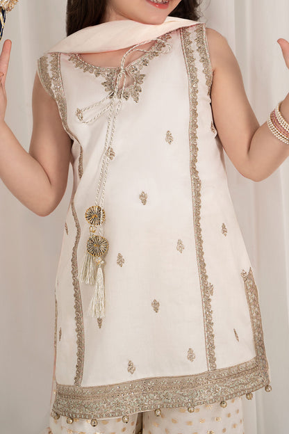 3 Piece Embroidered Cotton Satin Suit - Kids Clothes - available at Maria Faisal in UK and USA