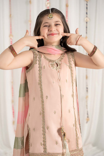 3 Piece Embroidered Cotton Satin Suit - Kids Clothes - available at Maria Faisal in UK and USA