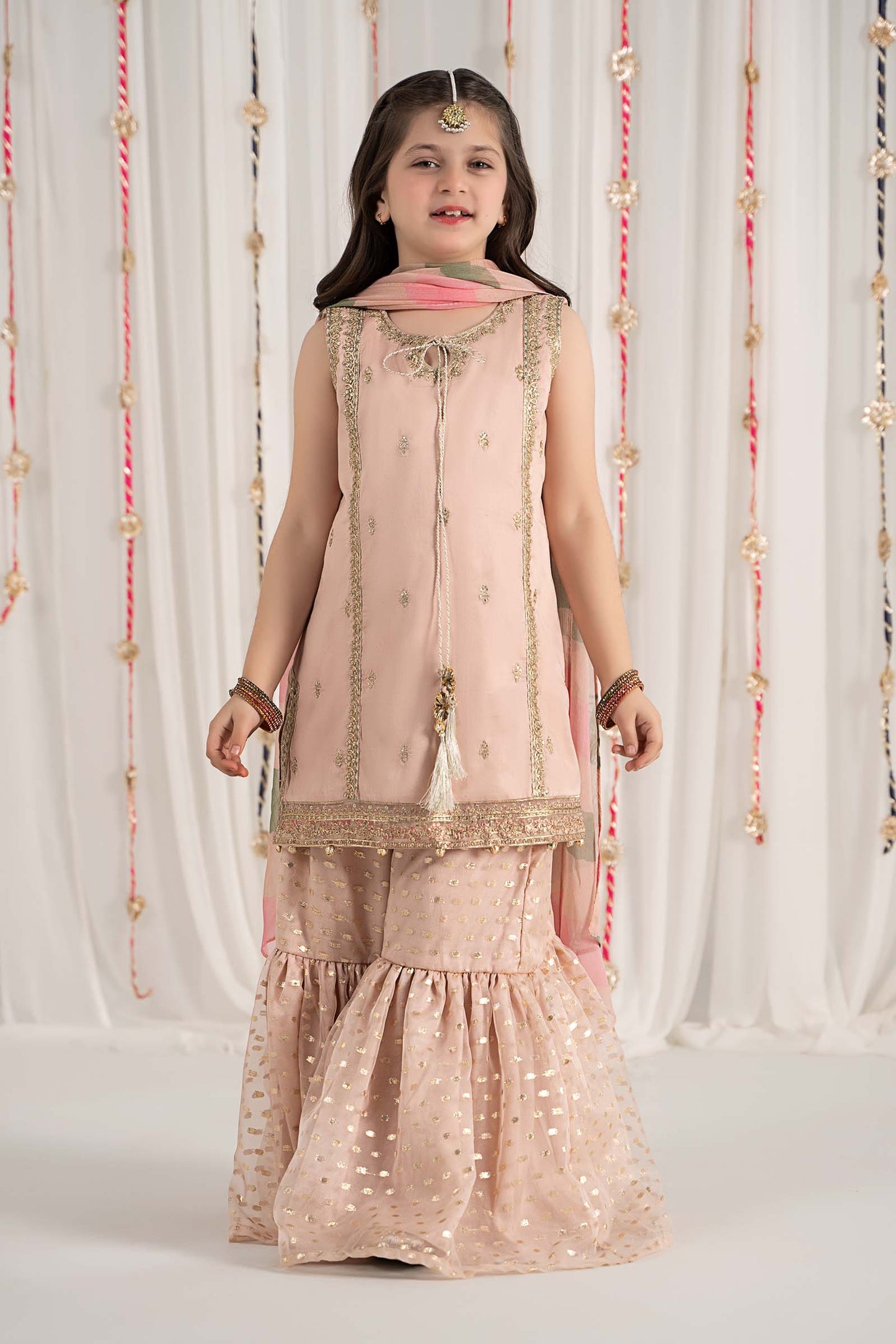 3 Piece Embroidered Cotton Satin Suit - Kids Clothes - available at Maria Faisal in UK and USA
