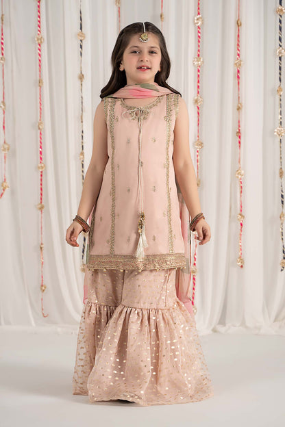 3 Piece Embroidered Cotton Satin Suit - Kids Clothes - available at Maria Faisal in UK and USA