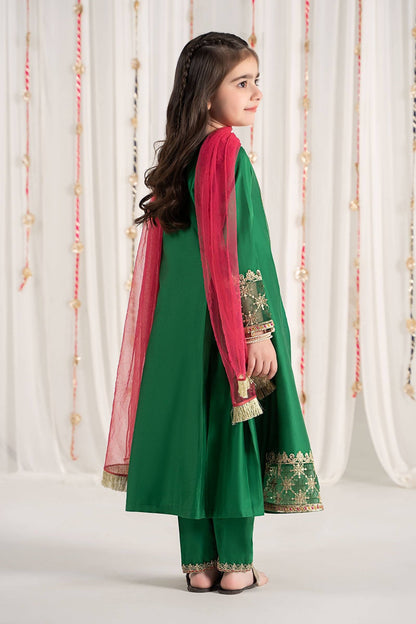 Maria B | 3 Piece Embroidered Cotton Satin Suit | MKS-EF25-41 by Maria Faisal - Registered Vendor of : Maria B - type : Kids Clothes - 100% original wedding dresses
