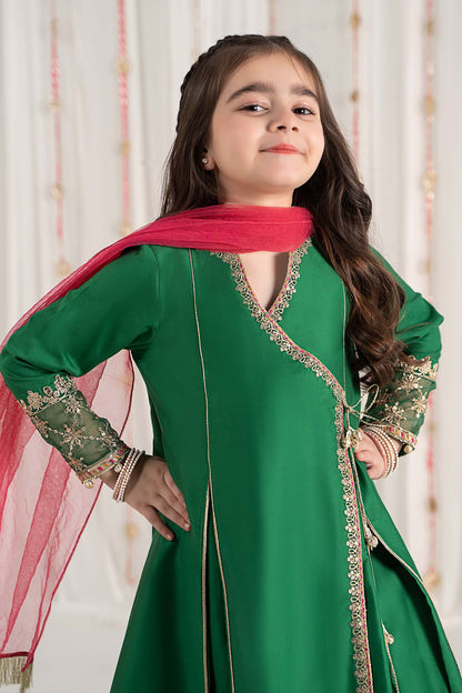 Maria B | 3 Piece Embroidered Cotton Satin Suit | MKS-EF25-41 by Maria Faisal - Registered Vendor of : Maria B - type : Kids Clothes - 100% original wedding dresses