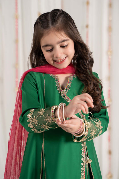 Maria B | 3 Piece Embroidered Cotton Satin Suit | MKS-EF25-41 by Maria Faisal - Registered Vendor of : Maria B - type : Kids Clothes - 100% original wedding dresses
