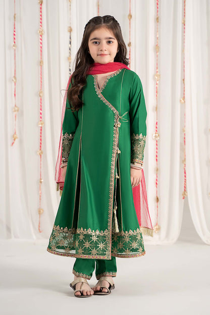 3 Piece Embroidered Cotton Satin Suit - Kids Clothes - available at Maria Faisal in UK and USA