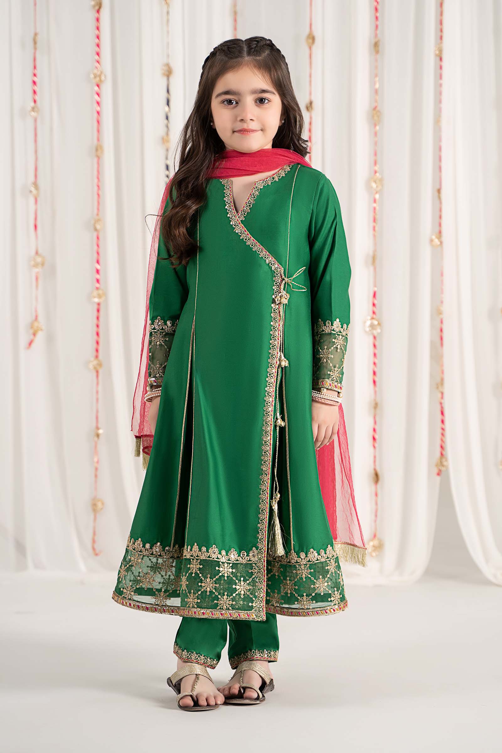 Maria B | 3 Piece Embroidered Cotton Satin Suit | MKS-EF25-41 by Maria Faisal - Registered Vendor of : Maria B - type : Kids Clothes - 100% original wedding dresses