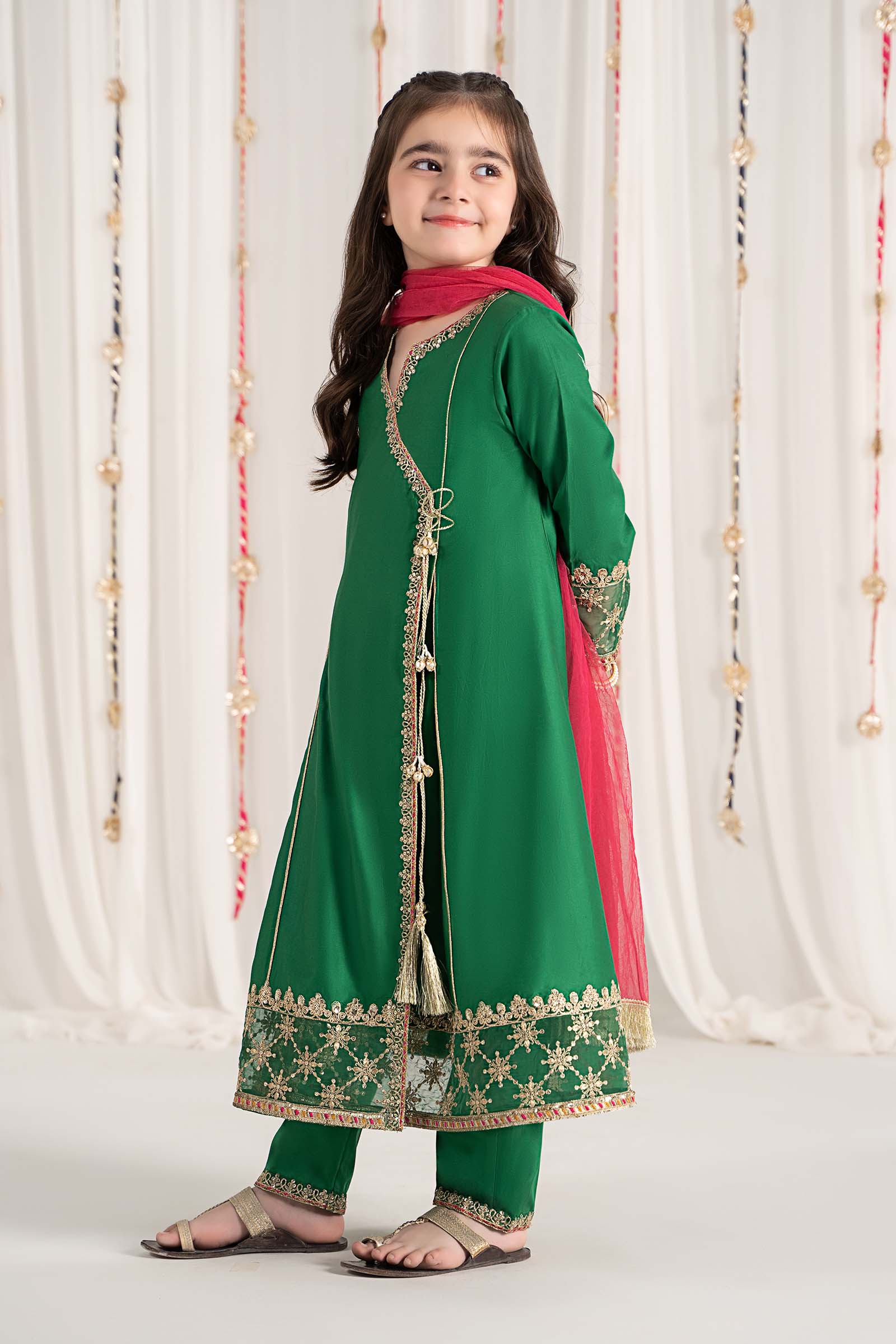 Maria B | 3 Piece Embroidered Cotton Satin Suit | MKS-EF25-41 by Maria Faisal - Registered Vendor of : Maria B - type : Kids Clothes - 100% original wedding dresses