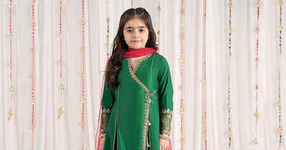 Maria B | 3 Piece Embroidered Cotton Satin Suit | MKS-EF25-41 by Maria Faisal - Registered Vendor of : Maria B - type : Kids Clothes - 100% original wedding dresses