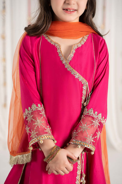 3 Piece Embroidered Cotton Satin Suit - Kids Clothes - available at Maria Faisal in UK and USA