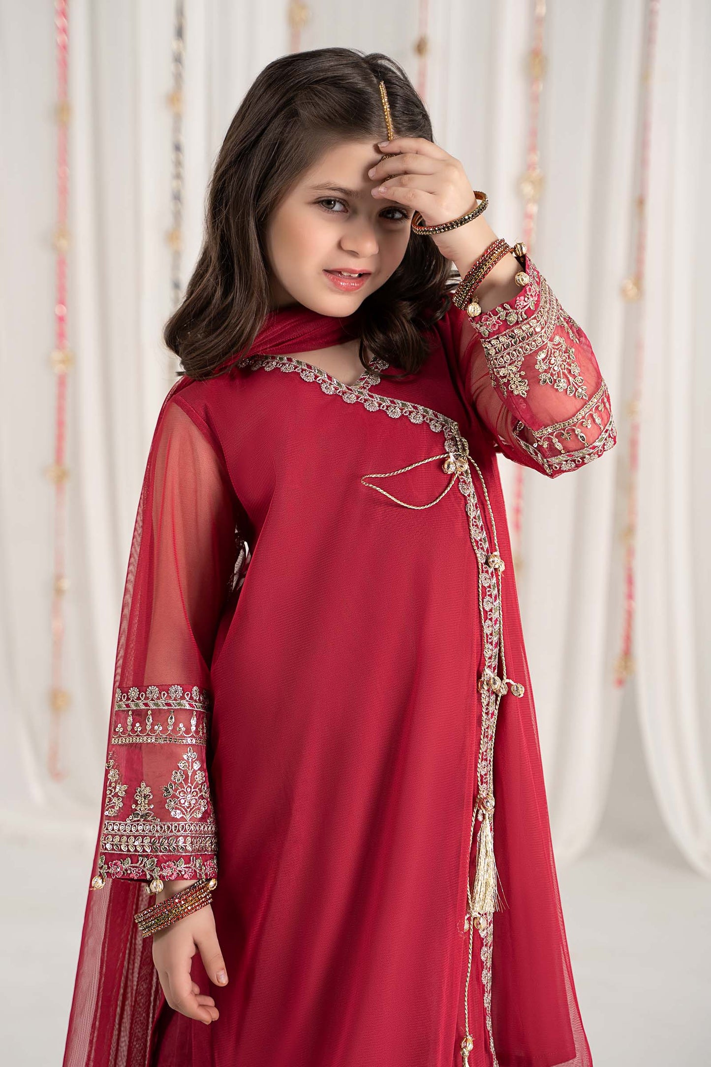 3 Piece Embroidered Polyester Net Suit - Kids Clothes - available at Maria Faisal in UK and USA