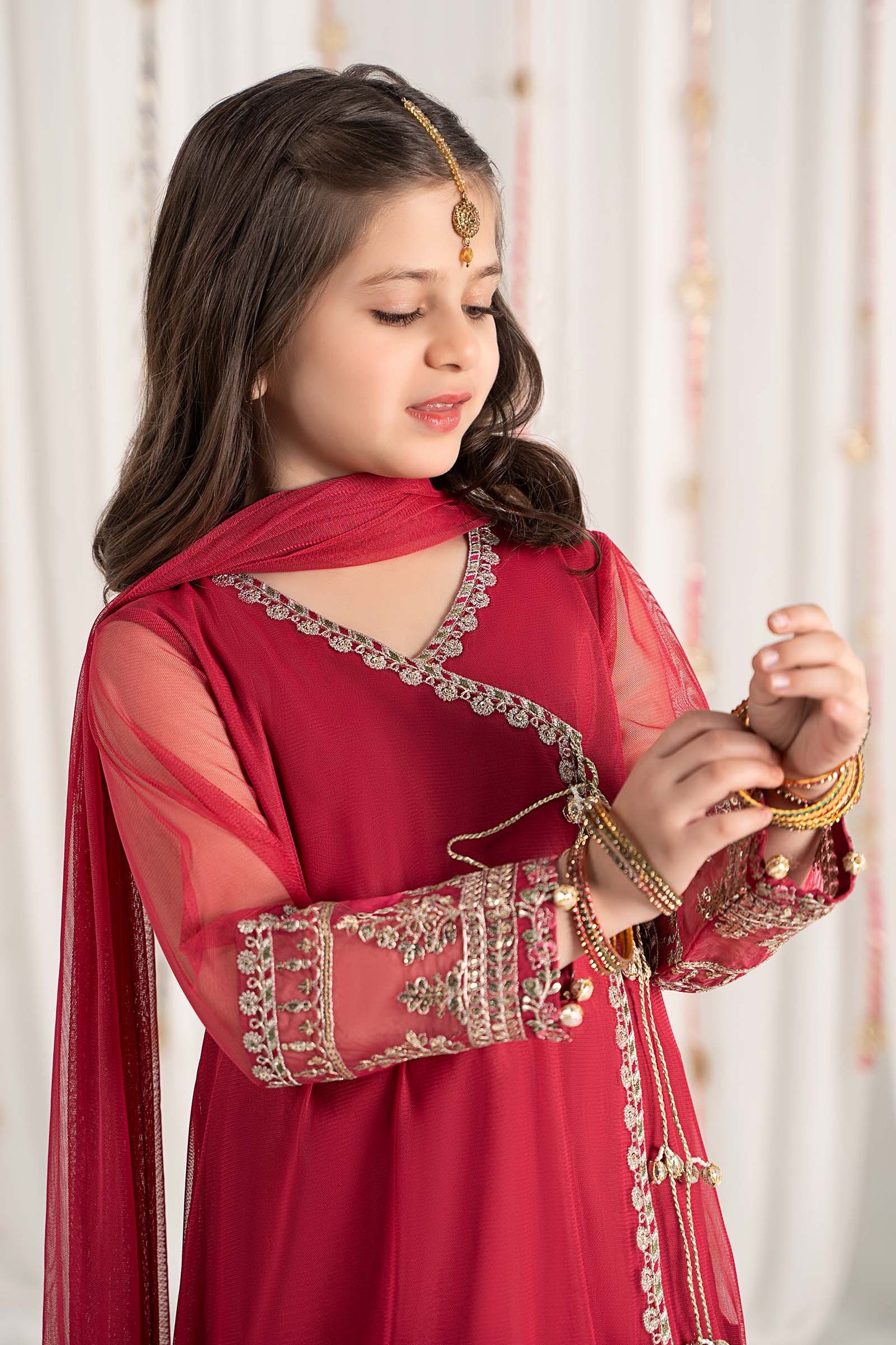 Maria B | 3 Piece Embroidered Polyester Net Suit | MKS-EF25-43 by Maria Faisal - Registered Vendor of : Maria B - type : Kids Clothes - 100% original wedding dresses