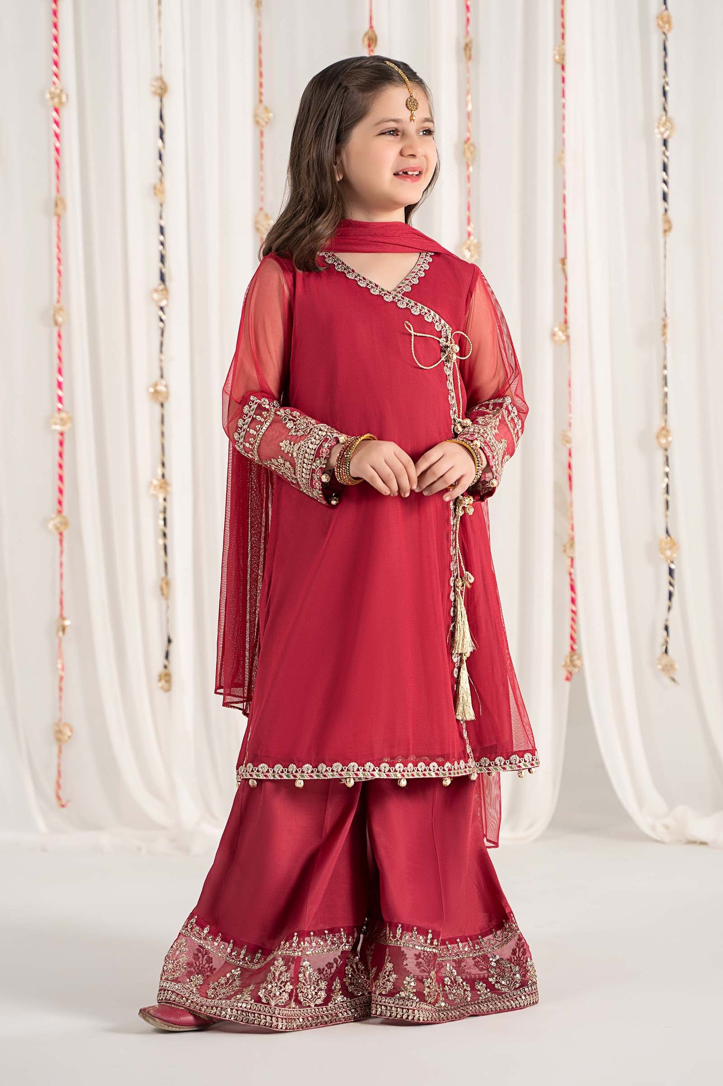 3 Piece Embroidered Polyester Net Suit - Kids Clothes - available at Maria Faisal in UK and USA