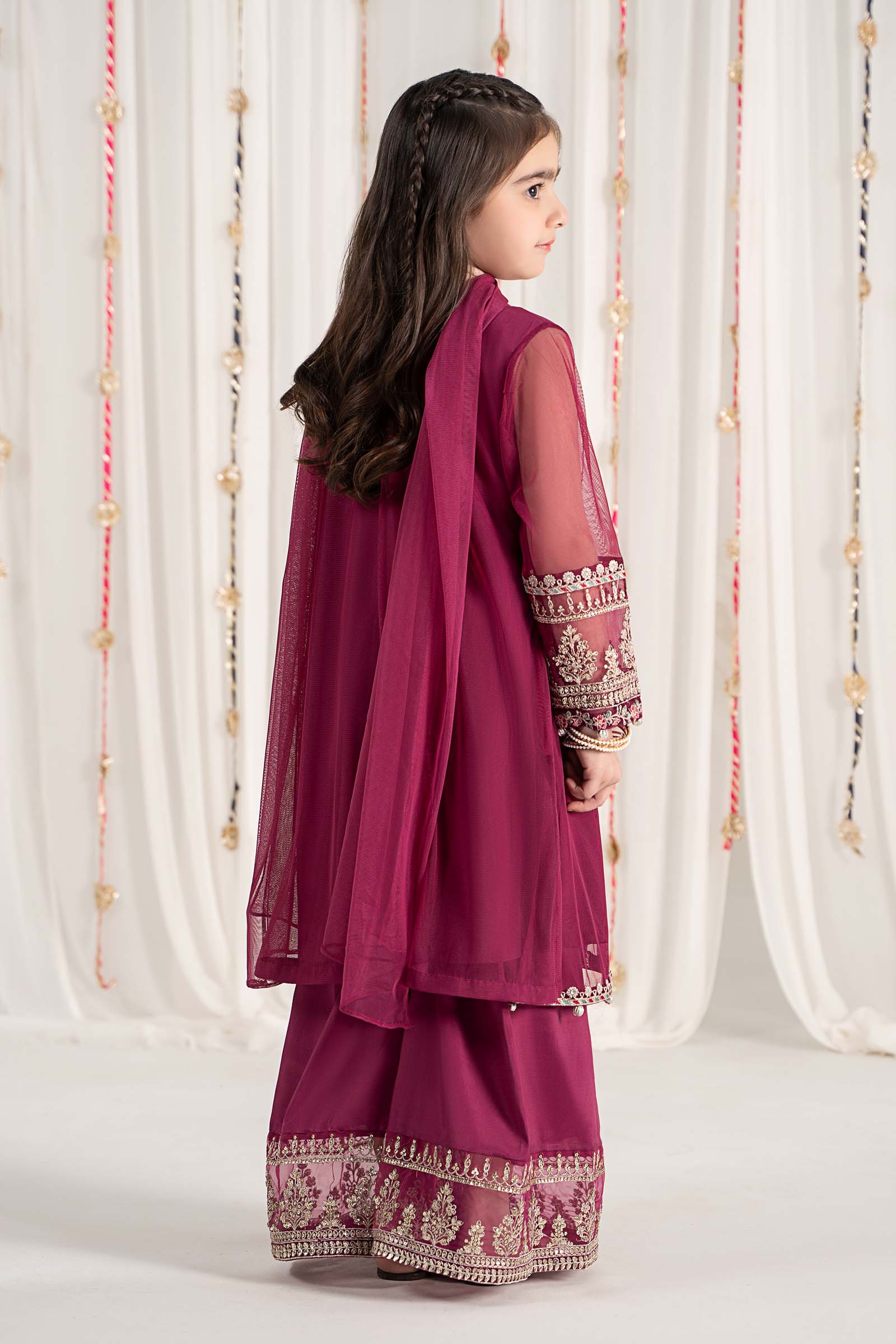 Maria B | 3 Piece Embroidered Polyester Net Suit | MKS-EF25-43 by Maria Faisal - Registered Vendor of : Maria B - type : Kids Clothes - 100% original wedding dresses