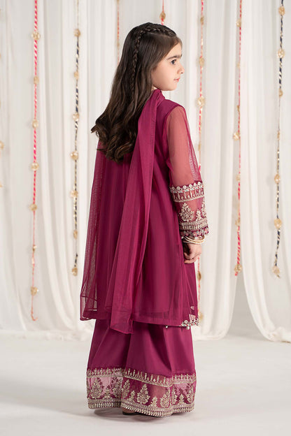 Maria B | 3 Piece Embroidered Polyester Net Suit | MKS-EF25-43 by Maria Faisal - Registered Vendor of : Maria B - type : Kids Clothes - 100% original wedding dresses