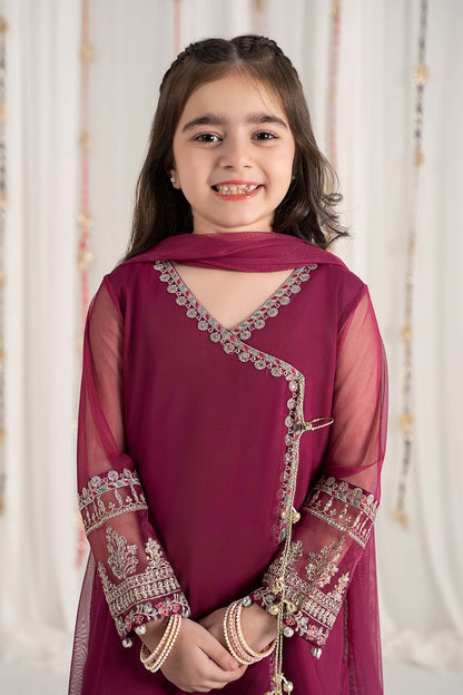 Maria B | 3 Piece Embroidered Polyester Net Suit | MKS-EF25-43 by Maria Faisal - Registered Vendor of : Maria B - type : Kids Clothes - 100% original wedding dresses