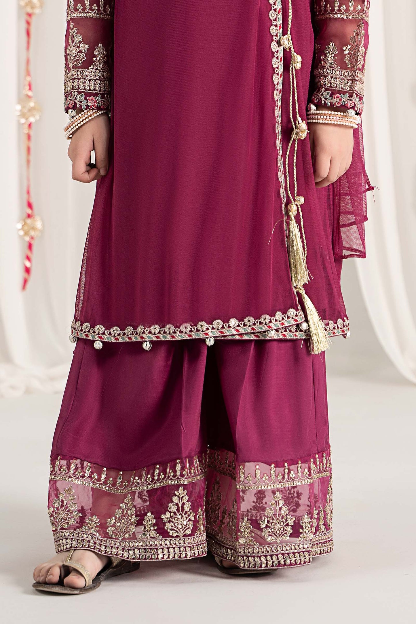 Maria B | 3 Piece Embroidered Polyester Net Suit | MKS-EF25-43 by Maria Faisal - Registered Vendor of : Maria B - type : Kids Clothes - 100% original wedding dresses