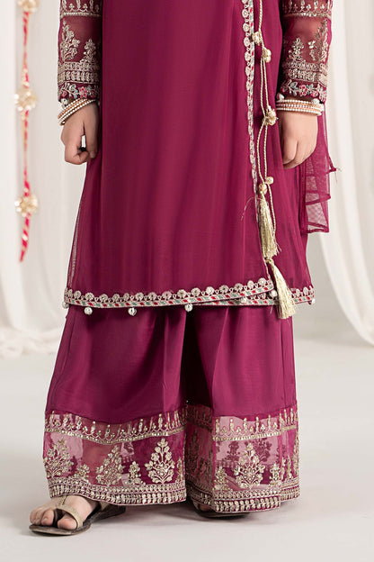 Maria B | 3 Piece Embroidered Polyester Net Suit | MKS-EF25-43 by Maria Faisal - Registered Vendor of : Maria B - type : Kids Clothes - 100% original wedding dresses