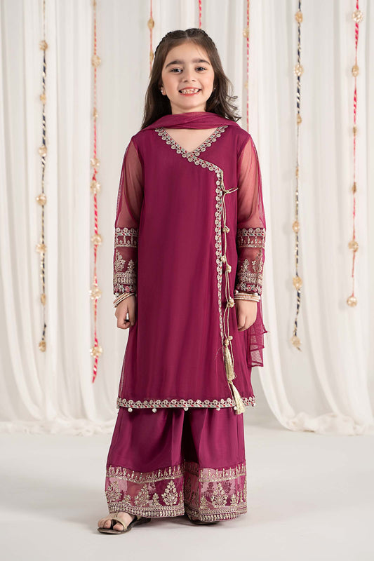 Maria B | 3 Piece Embroidered Polyester Net Suit | MKS-EF25-43 by Maria Faisal - Registered Vendor of : Maria B - type : Kids Clothes - 100% original wedding dresses
