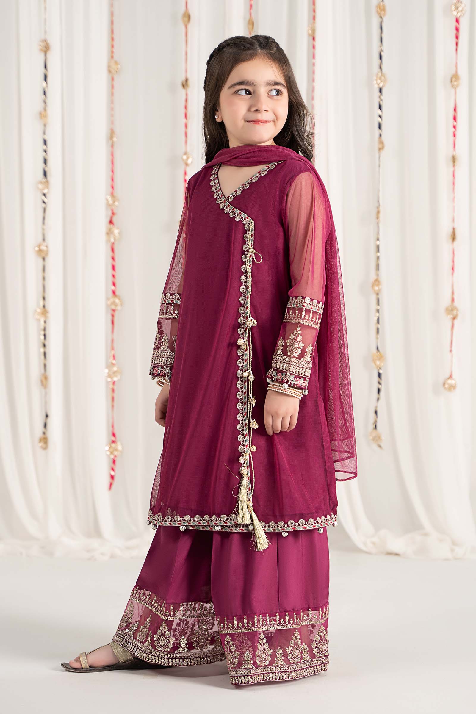 Maria B | 3 Piece Embroidered Polyester Net Suit | MKS-EF25-43 by Maria Faisal - Registered Vendor of : Maria B - type : Kids Clothes - 100% original wedding dresses