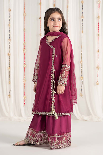 Maria B | 3 Piece Embroidered Polyester Net Suit | MKS-EF25-43 by Maria Faisal - Registered Vendor of : Maria B - type : Kids Clothes - 100% original wedding dresses