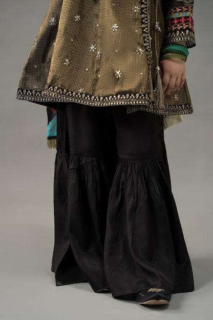 3 Piece Embroidered Cotton Zari Net Suit - Kids Clothes - available at Maria Faisal in UK and USA