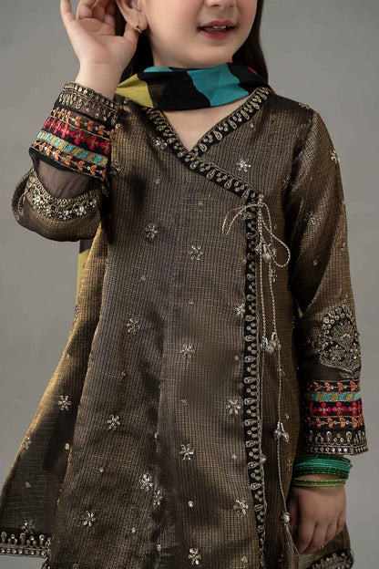 3 Piece Embroidered Cotton Zari Net Suit - Kids Clothing - available at Maria Faisal in UK and USA.