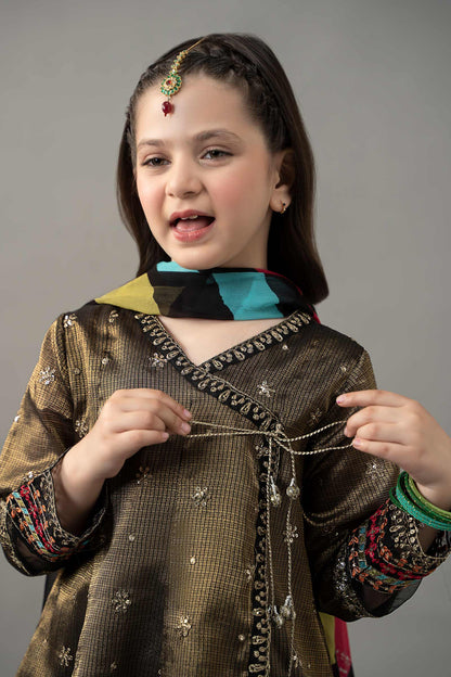 3 Piece Embroidered Cotton Zari Net Suit - Kids Clothes - available at Maria Faisal in UK and USA